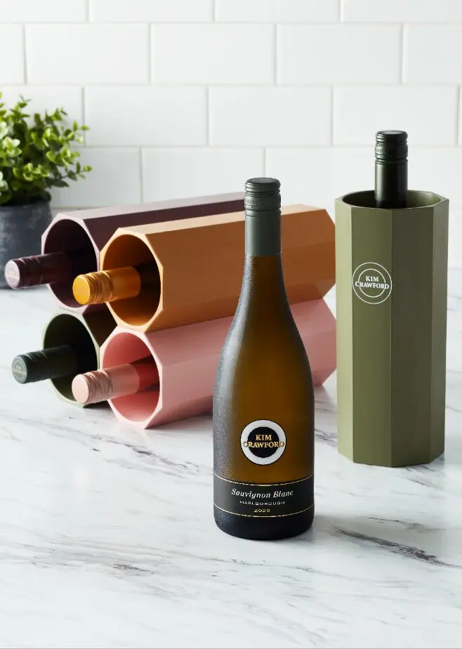 wine bottles on marble counte